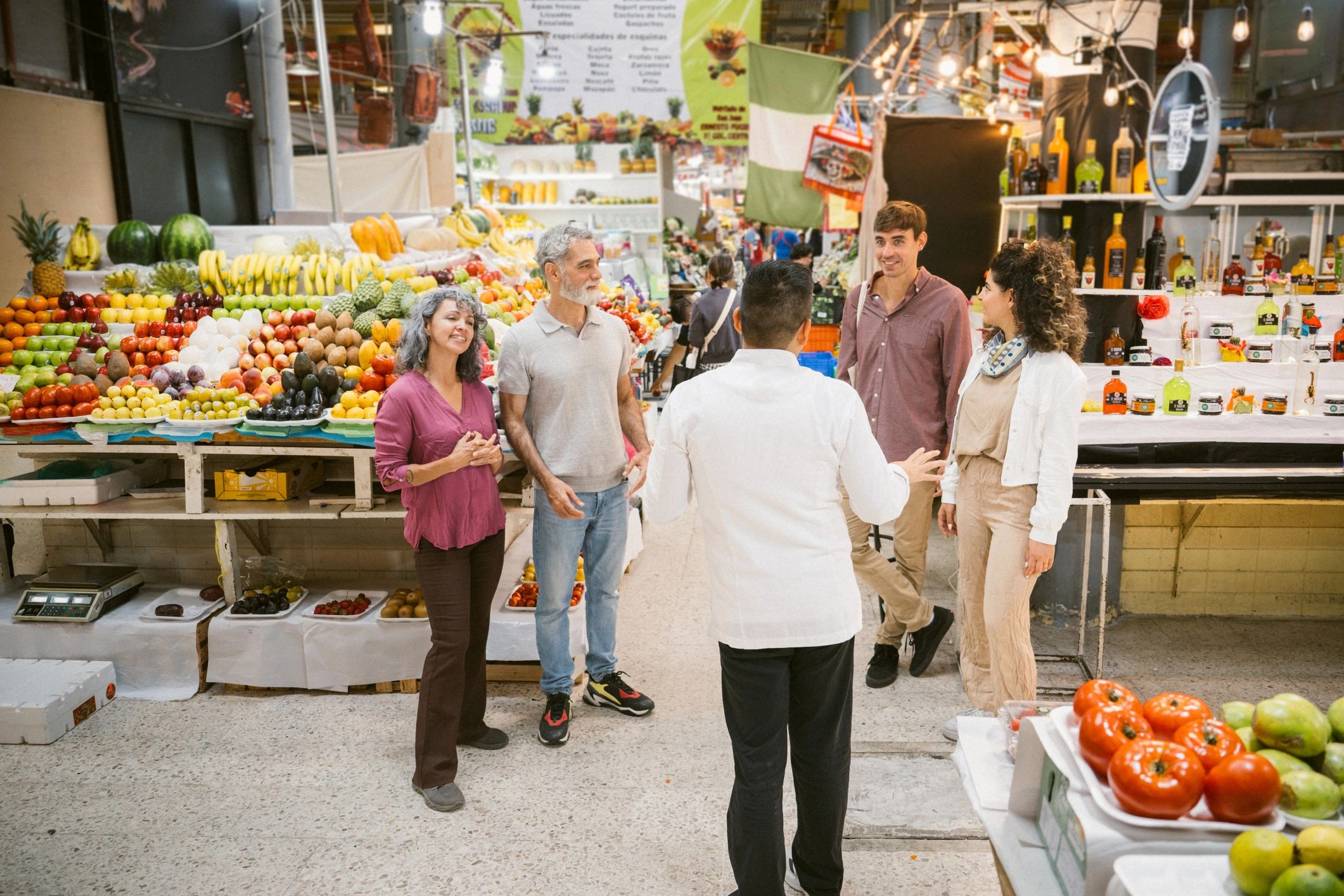 Community market scene representing arts and culture events