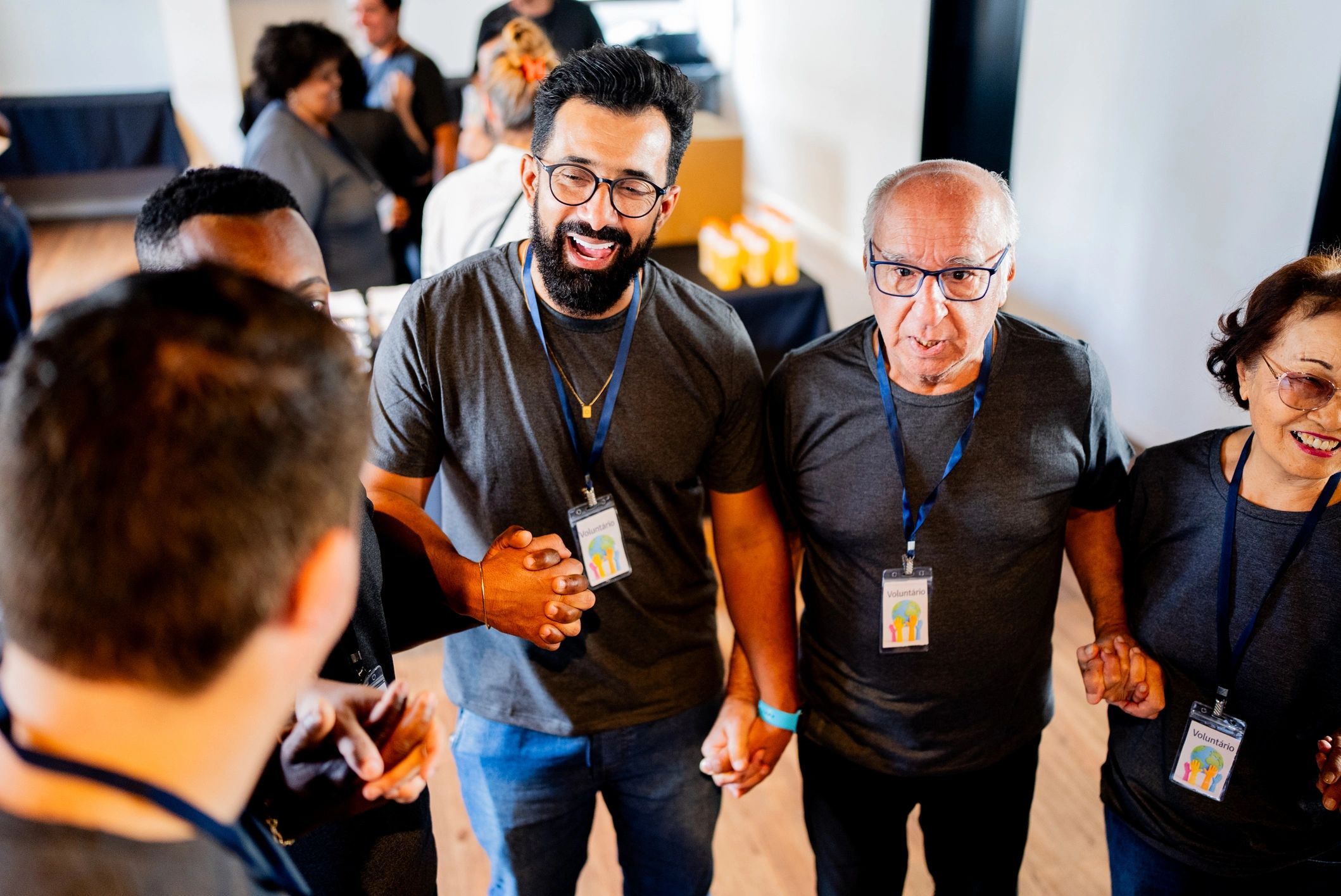 Community volunteers connecting during outreach